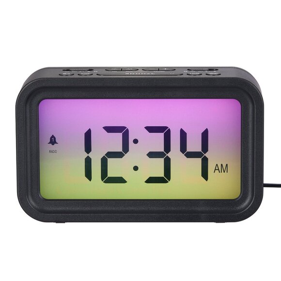 ONN Digital Alarm Clock With Ombre Color Changing Display Black color New - Picture 4 of 5